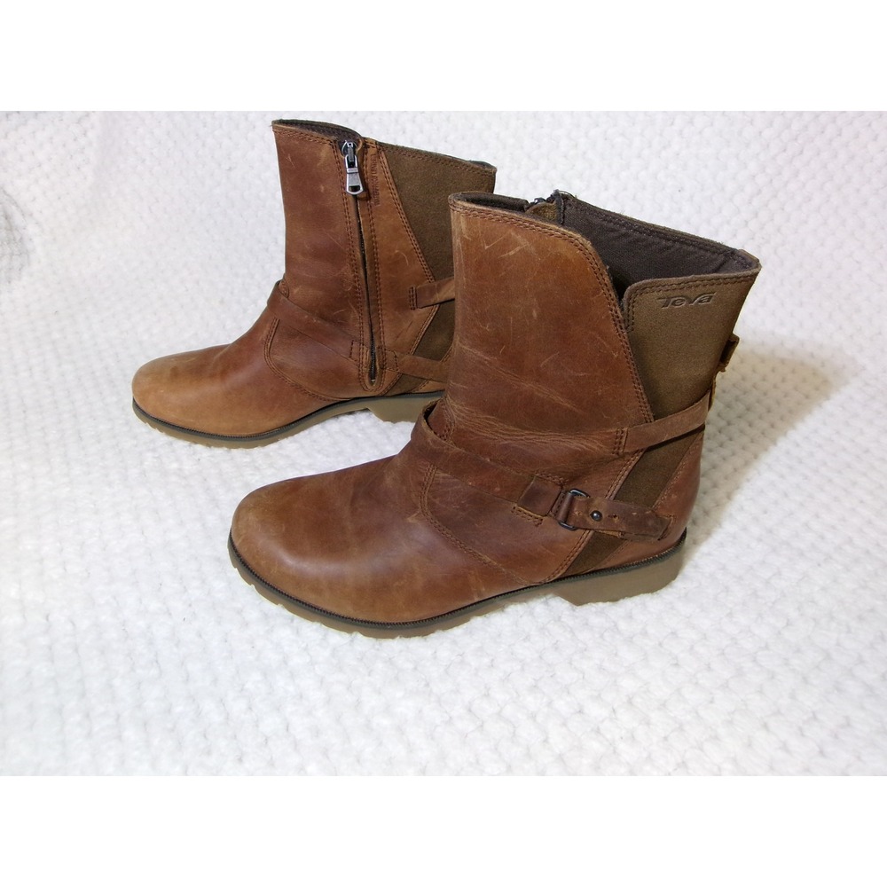 Teva De La Vina Brown Leather Waterproof Ankle Boots 1003012 Womens 8 - Picture 3 of 9